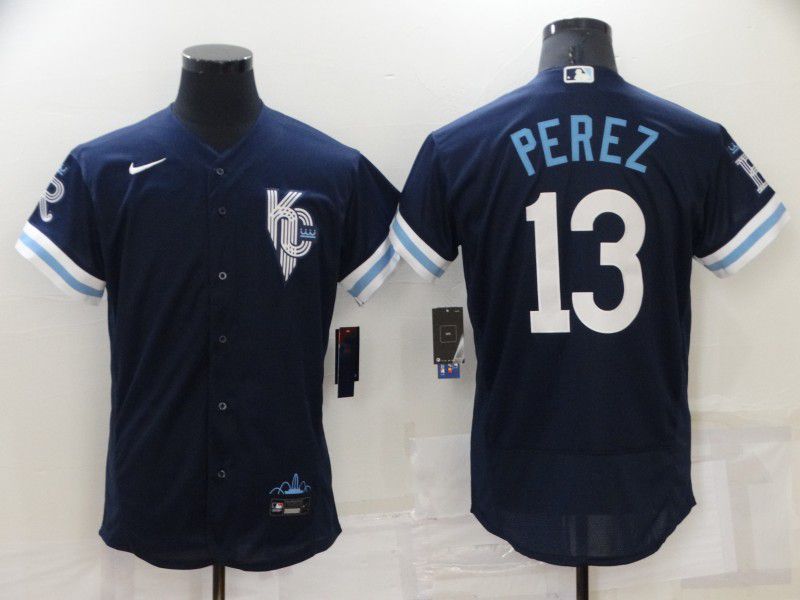 Men Kansas City Royals 13 Perez Blue City Edition Elite Nike 2022 MLB Jerseys